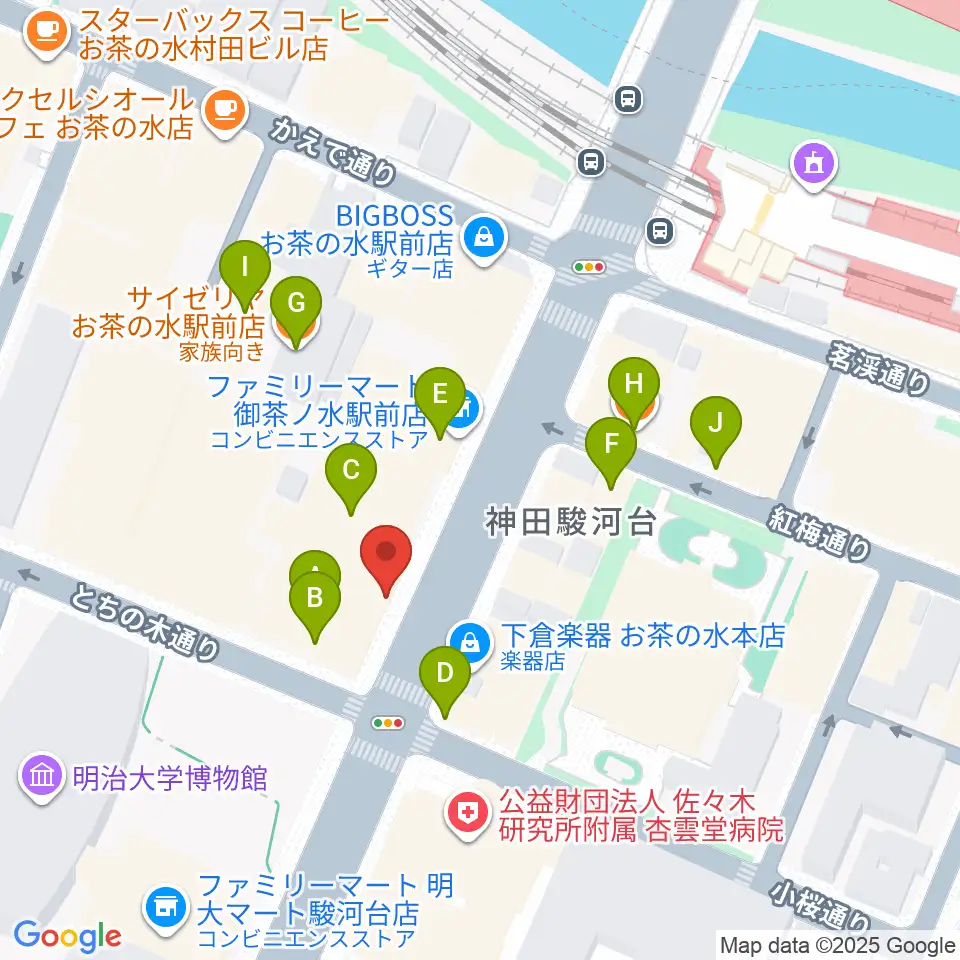 下倉バイオリン周辺のファミレス・ファーストフード一覧地図