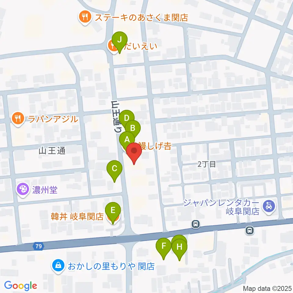 シノダ楽器周辺のファミレス・ファーストフード一覧地図