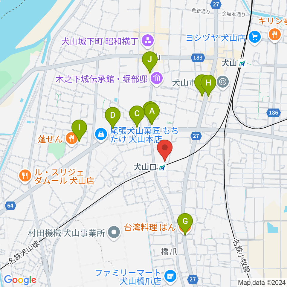 真和楽器周辺のファミレス・ファーストフード一覧地図