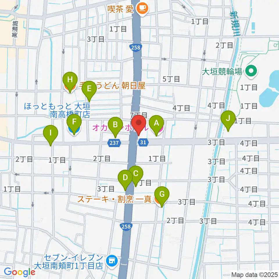 松栄楽器 大垣本店周辺のファミレス・ファーストフード一覧地図
