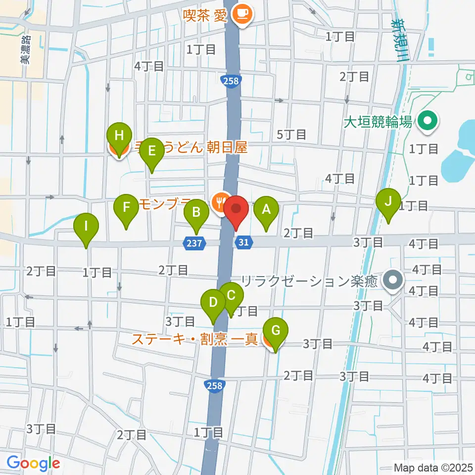 松栄楽器 大垣本店周辺のファミレス・ファーストフード一覧地図
