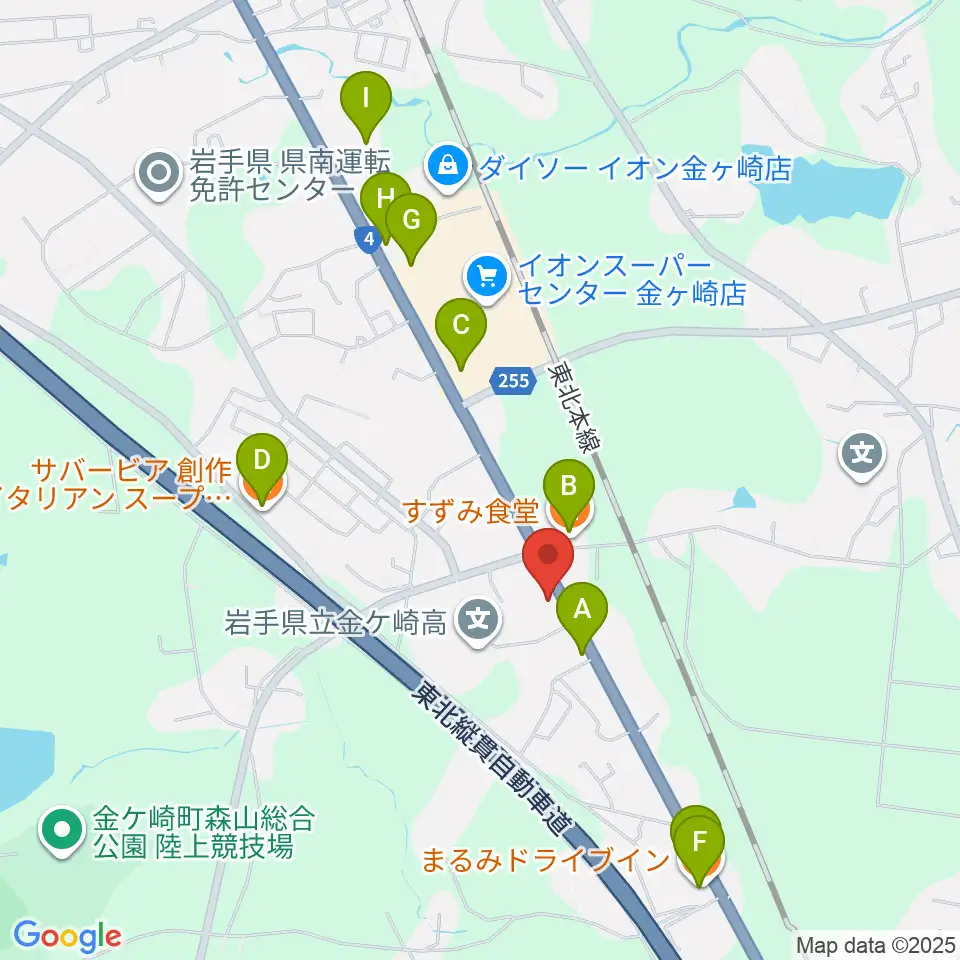 正時堂ピアノ壱番館周辺のファミレス・ファーストフード一覧地図
