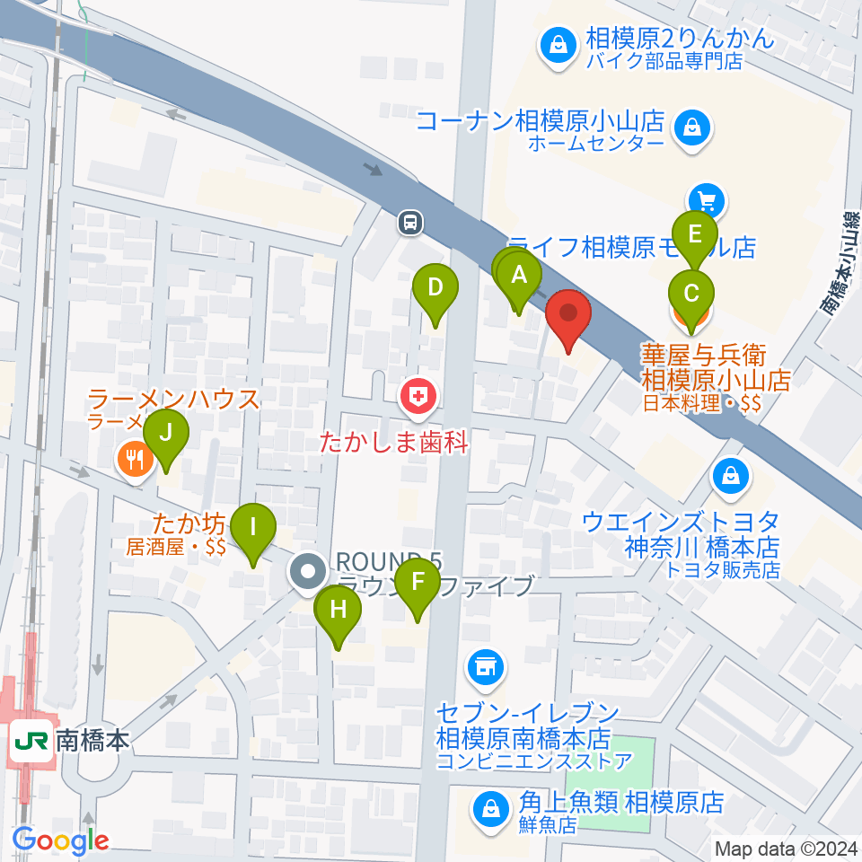 スガナミ楽器 南橋本店周辺のファミレス・ファーストフード一覧地図