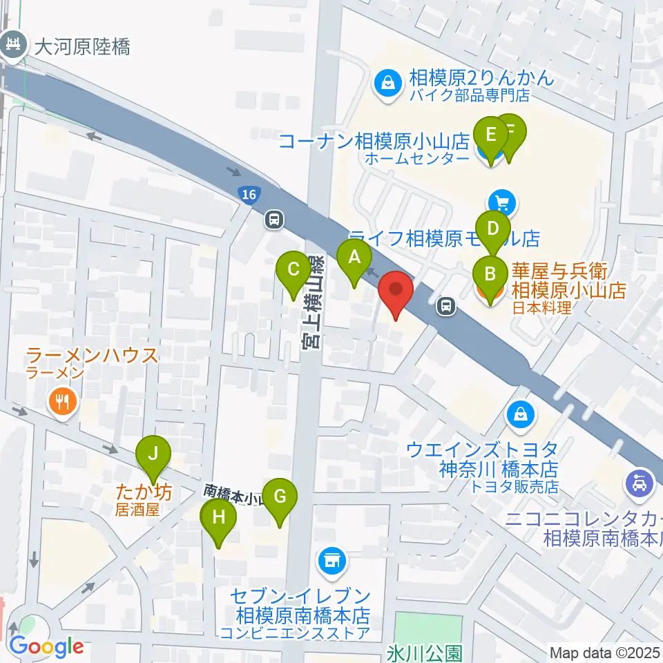 スガナミ楽器 南橋本店周辺のファミレス・ファーストフード一覧地図