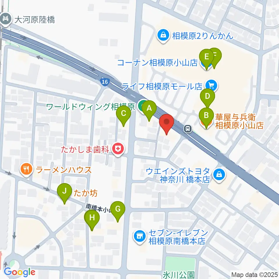 スガナミ楽器 南橋本店周辺のファミレス・ファーストフード一覧地図