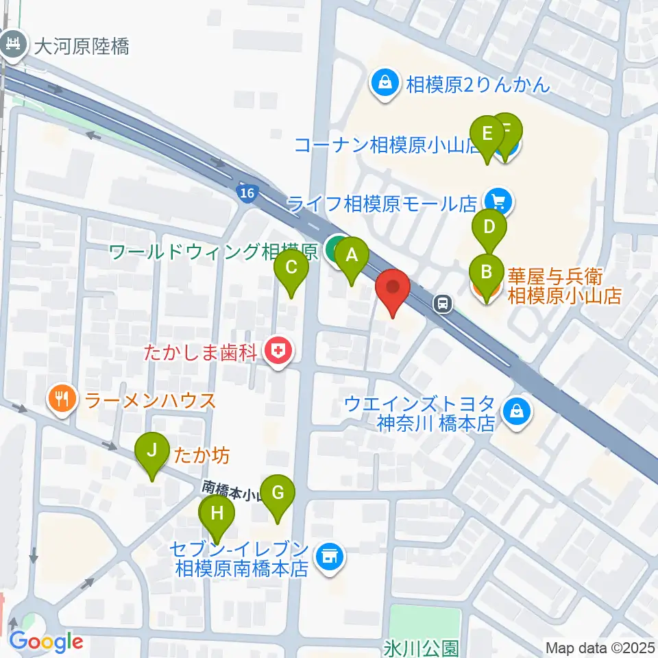 スガナミ楽器 南橋本店周辺のファミレス・ファーストフード一覧地図
