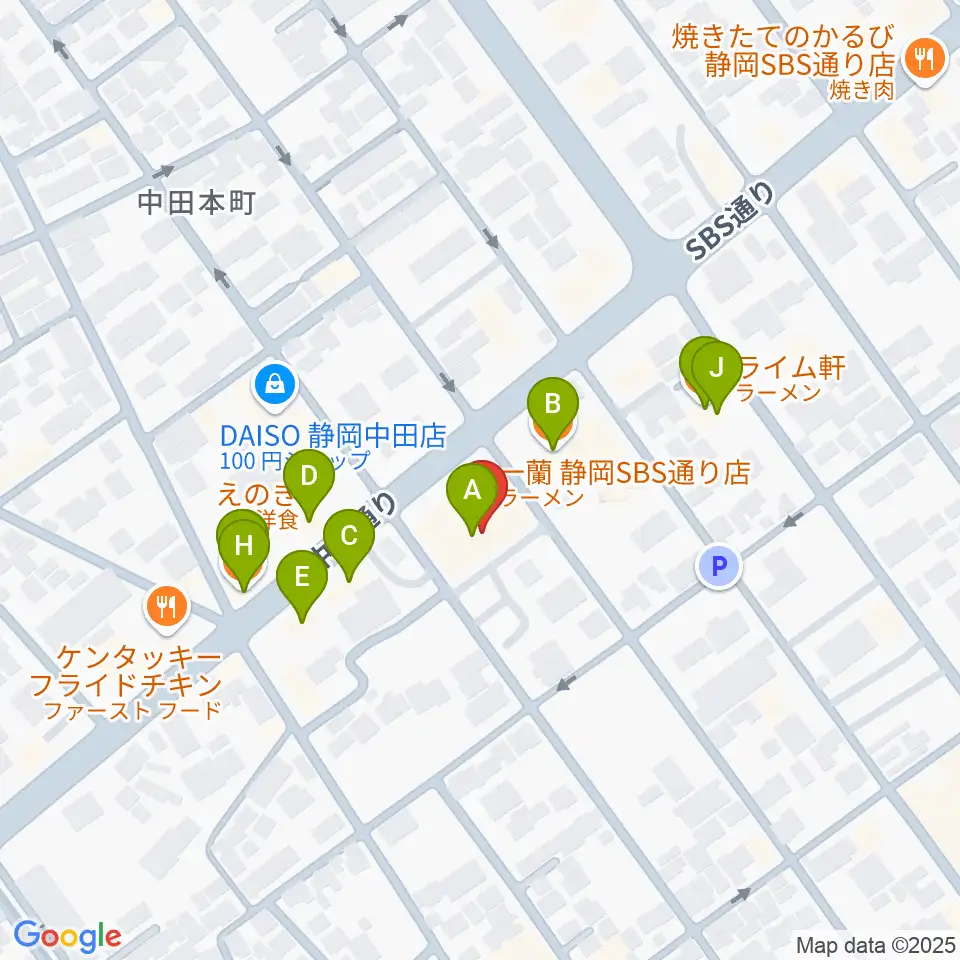 すみやグッディSBS通り店周辺のファミレス・ファーストフード一覧地図