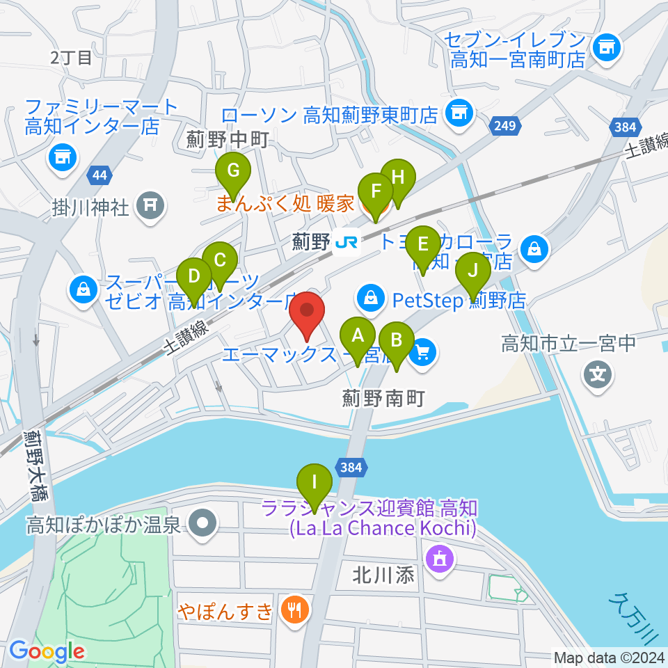 タチバナ楽器周辺のファミレス・ファーストフード一覧地図