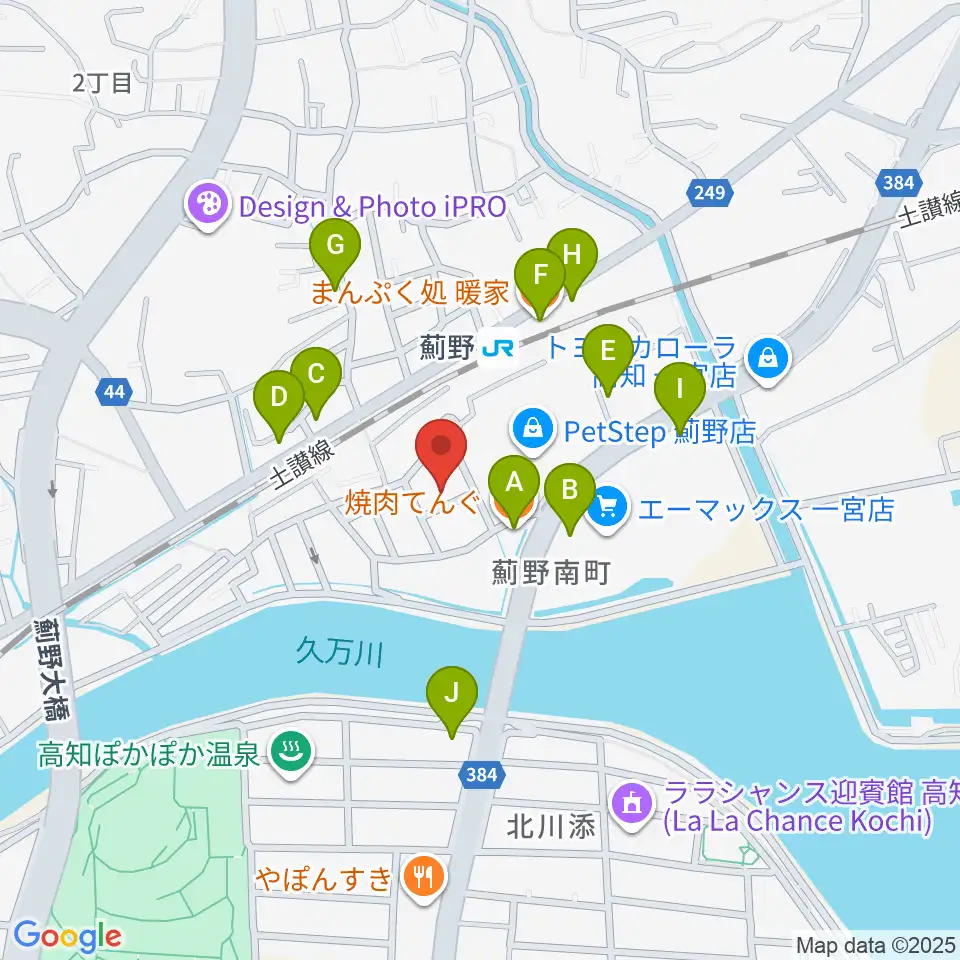 タチバナ楽器周辺のファミレス・ファーストフード一覧地図