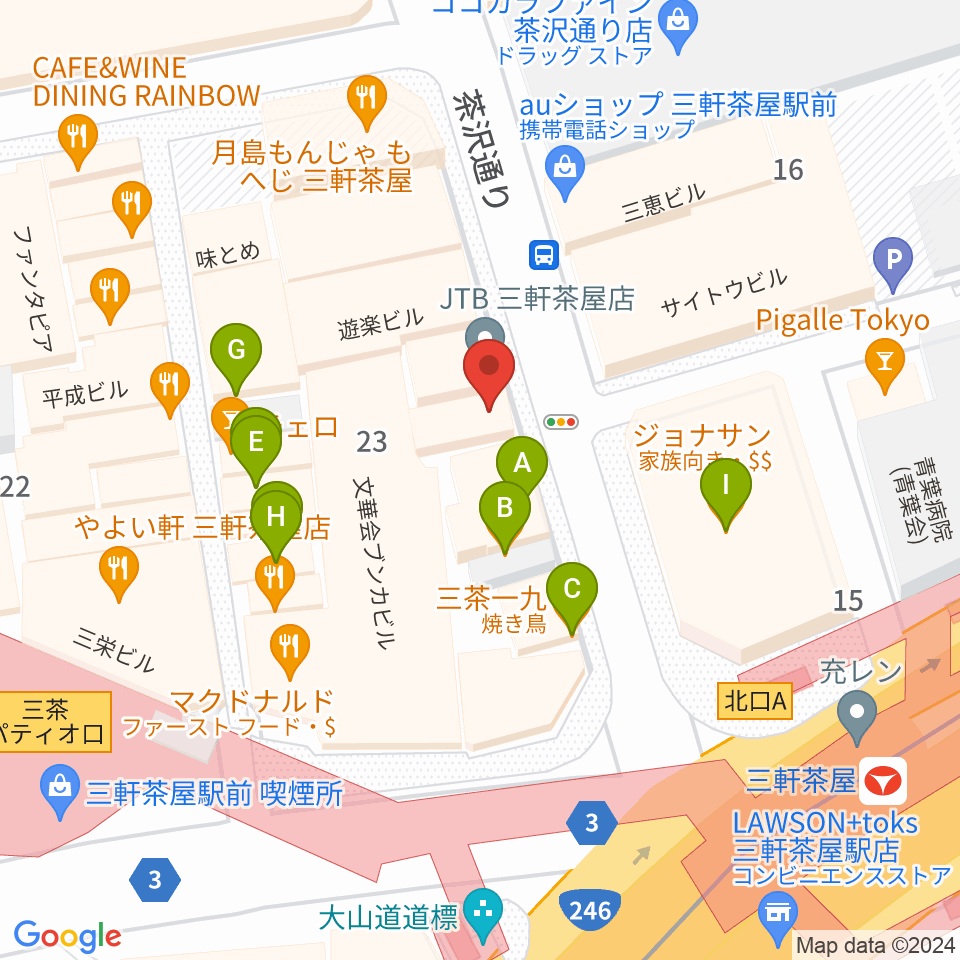太子堂楽器店周辺のファミレス・ファーストフード一覧地図