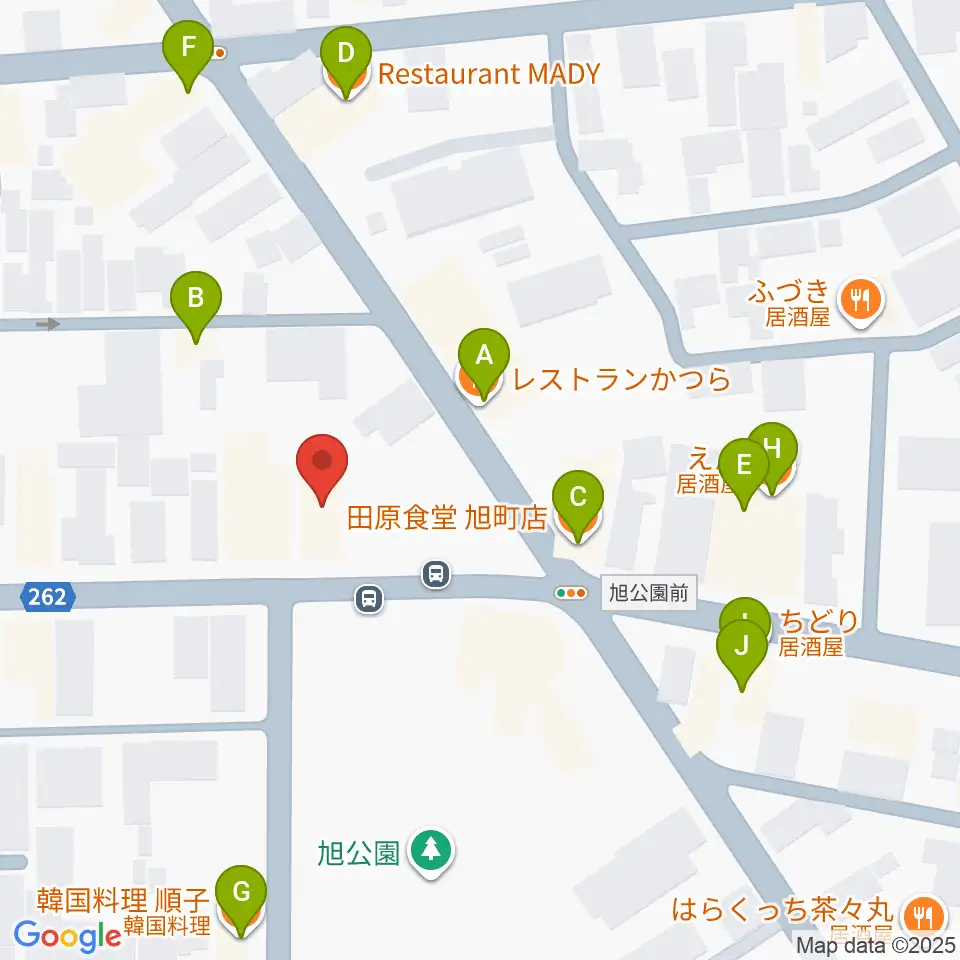 タカノ楽器周辺のファミレス・ファーストフード一覧地図