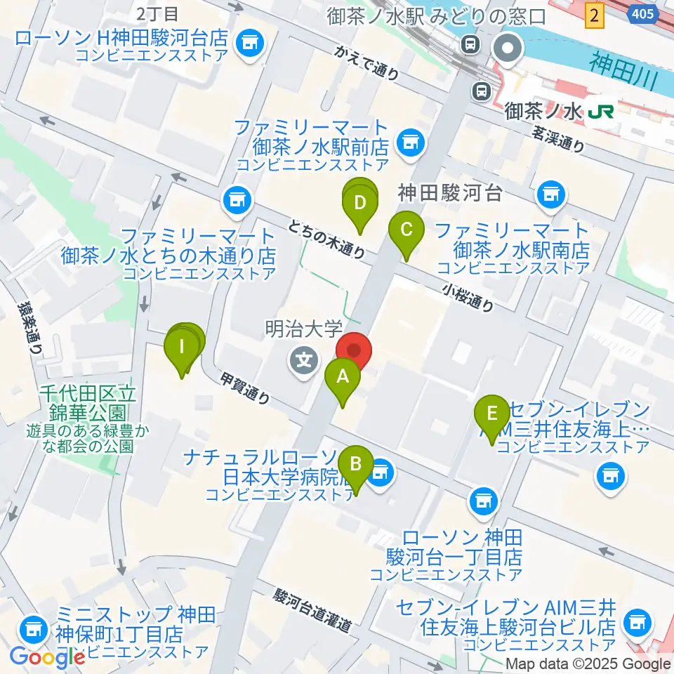谷口楽器周辺のファミレス・ファーストフード一覧地図