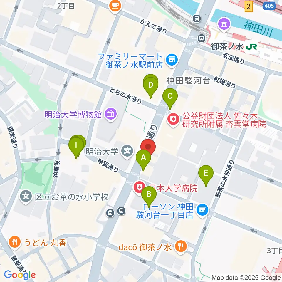 谷口楽器周辺のファミレス・ファーストフード一覧地図