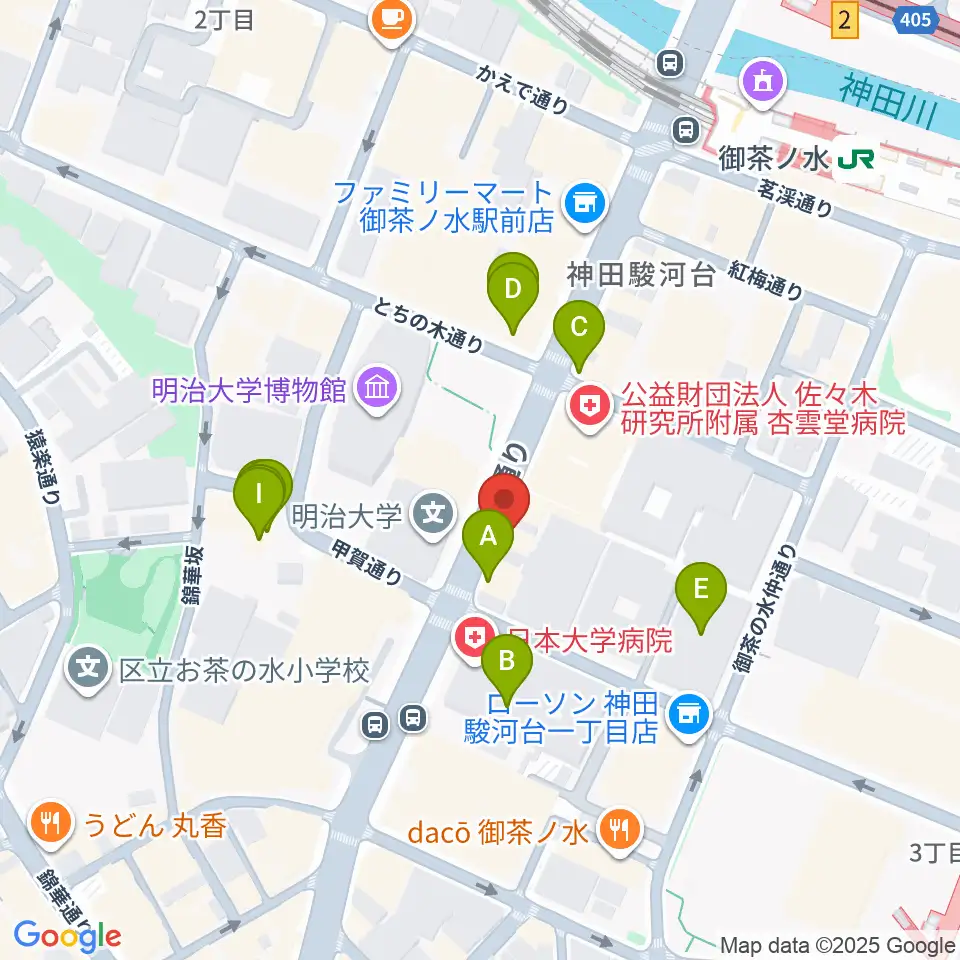谷口楽器周辺のファミレス・ファーストフード一覧地図