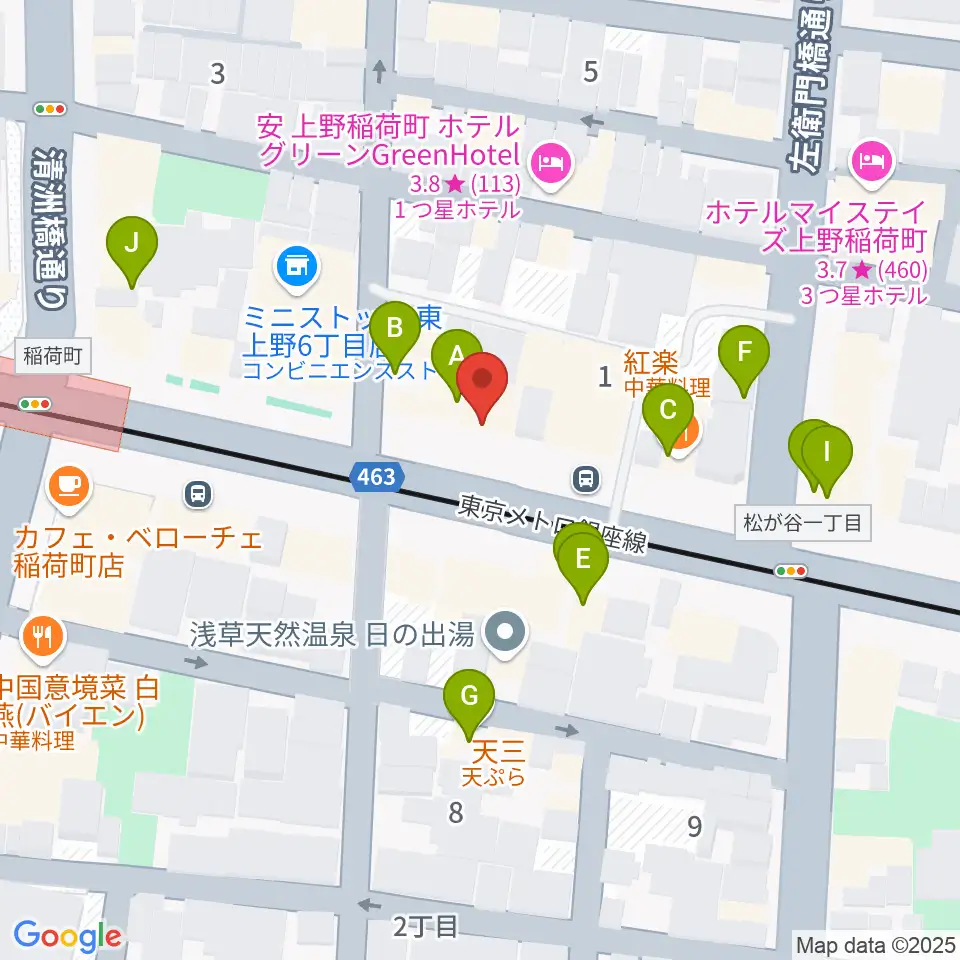 高級二胡専門店名師堂 東京店周辺のファミレス・ファーストフード一覧地図