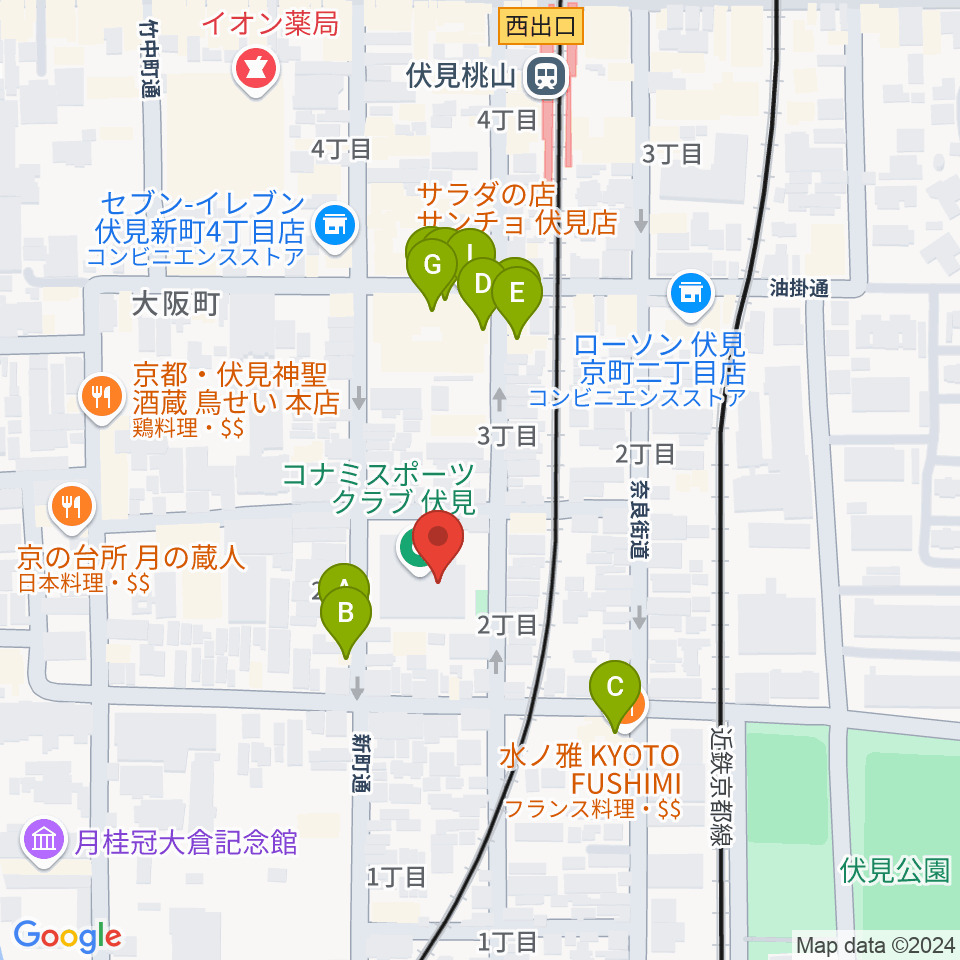 若林楽器店周辺のファミレス・ファーストフード一覧地図