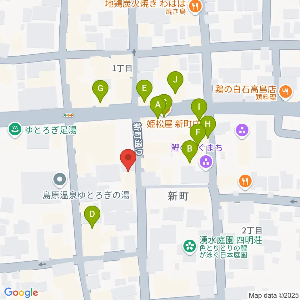 横浜屋周辺のファミレス・ファーストフード一覧地図