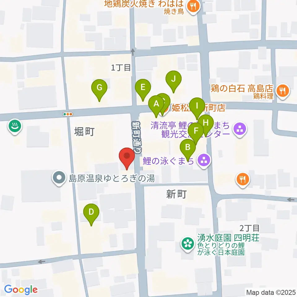 横浜屋周辺のファミレス・ファーストフード一覧地図