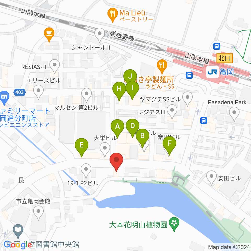 湯浅楽器・ミュージックパフェ周辺のファミレス・ファーストフード一覧地図