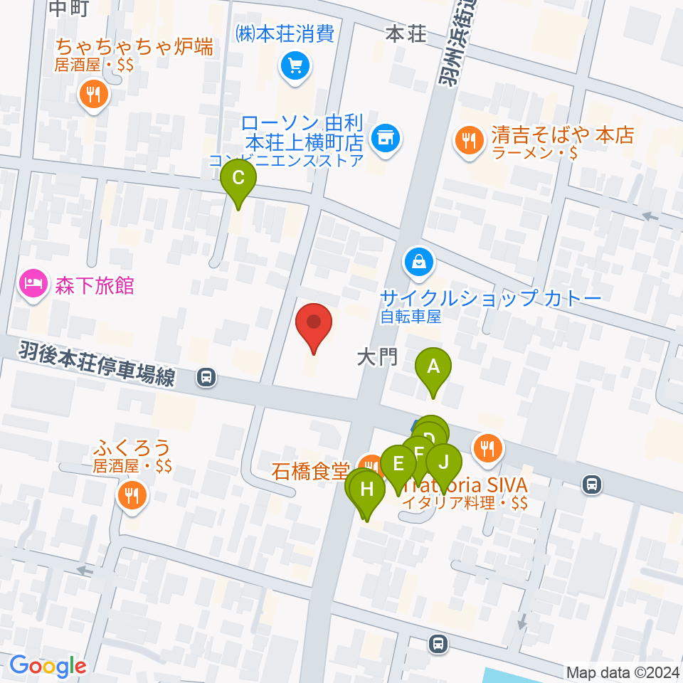 コンノ楽器周辺のファミレス・ファーストフード一覧地図