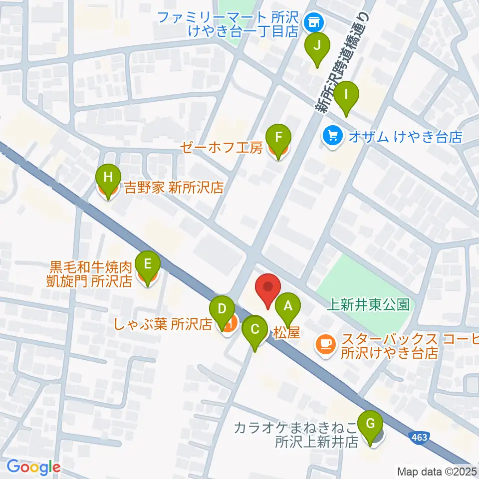 中冨管楽器工房周辺のファミレス・ファーストフード一覧地図