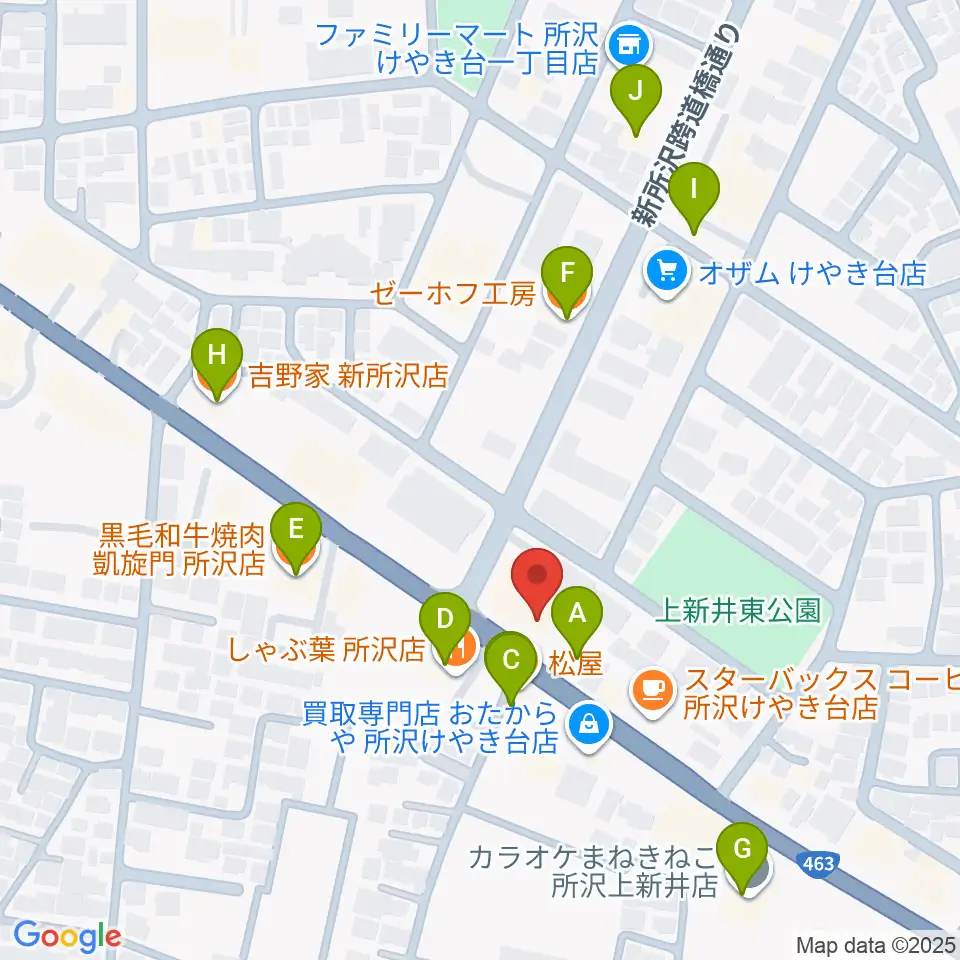 中冨管楽器工房周辺のファミレス・ファーストフード一覧地図