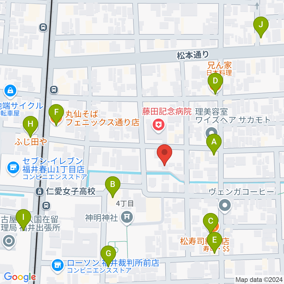 片山ピアノ調律所周辺のファミレス・ファーストフード一覧地図