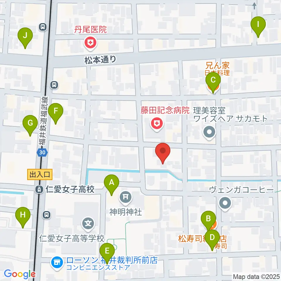 片山ピアノ調律所周辺のファミレス・ファーストフード一覧地図