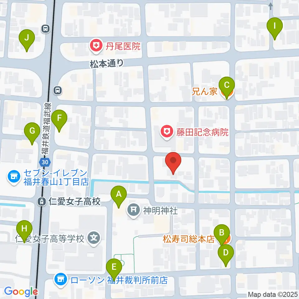 片山ピアノ調律所周辺のファミレス・ファーストフード一覧地図