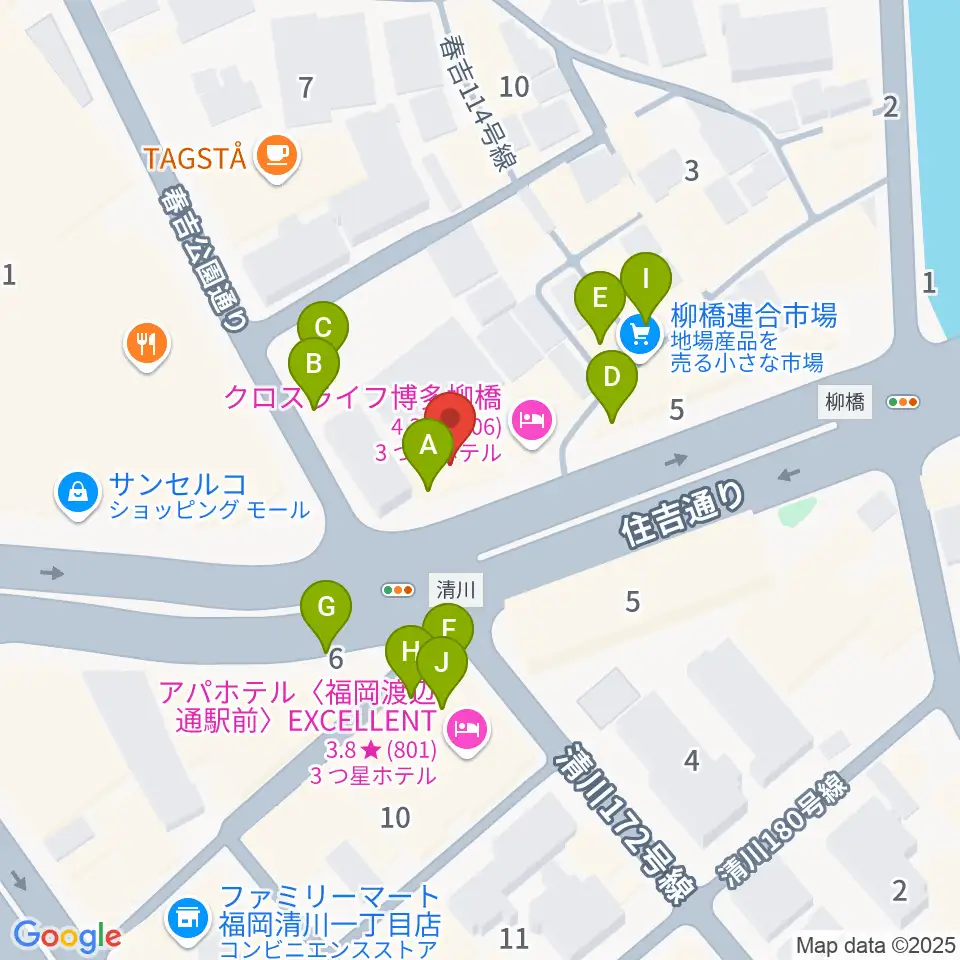 ファインギターズ周辺のファミレス・ファーストフード一覧地図