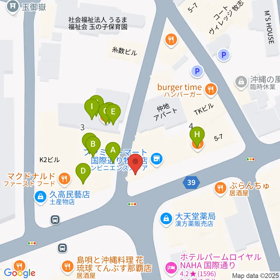 丸高楽器店周辺のファミレス・ファーストフード一覧地図