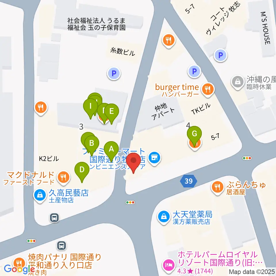 丸高楽器店周辺のファミレス・ファーストフード一覧地図