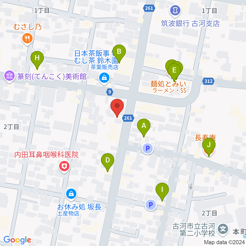 ギンゲツ楽器周辺のファミレス・ファーストフード一覧地図