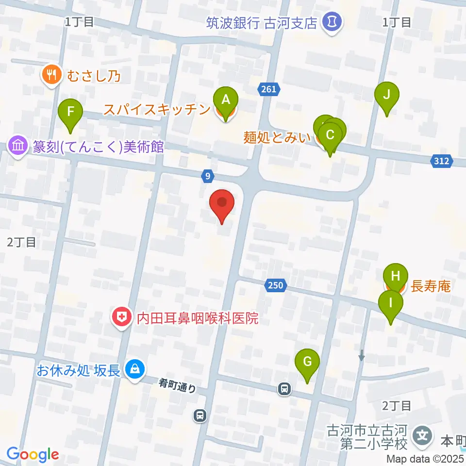 ギンゲツ楽器周辺のファミレス・ファーストフード一覧地図