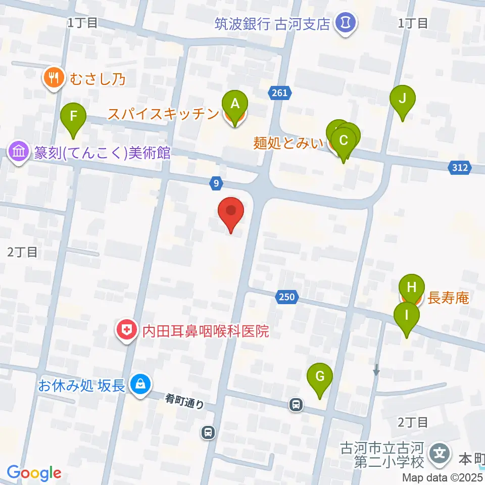 ギンゲツ楽器周辺のファミレス・ファーストフード一覧地図