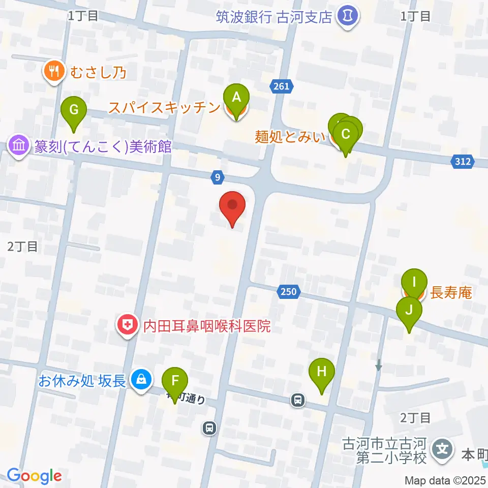 ギンゲツ楽器周辺のファミレス・ファーストフード一覧地図