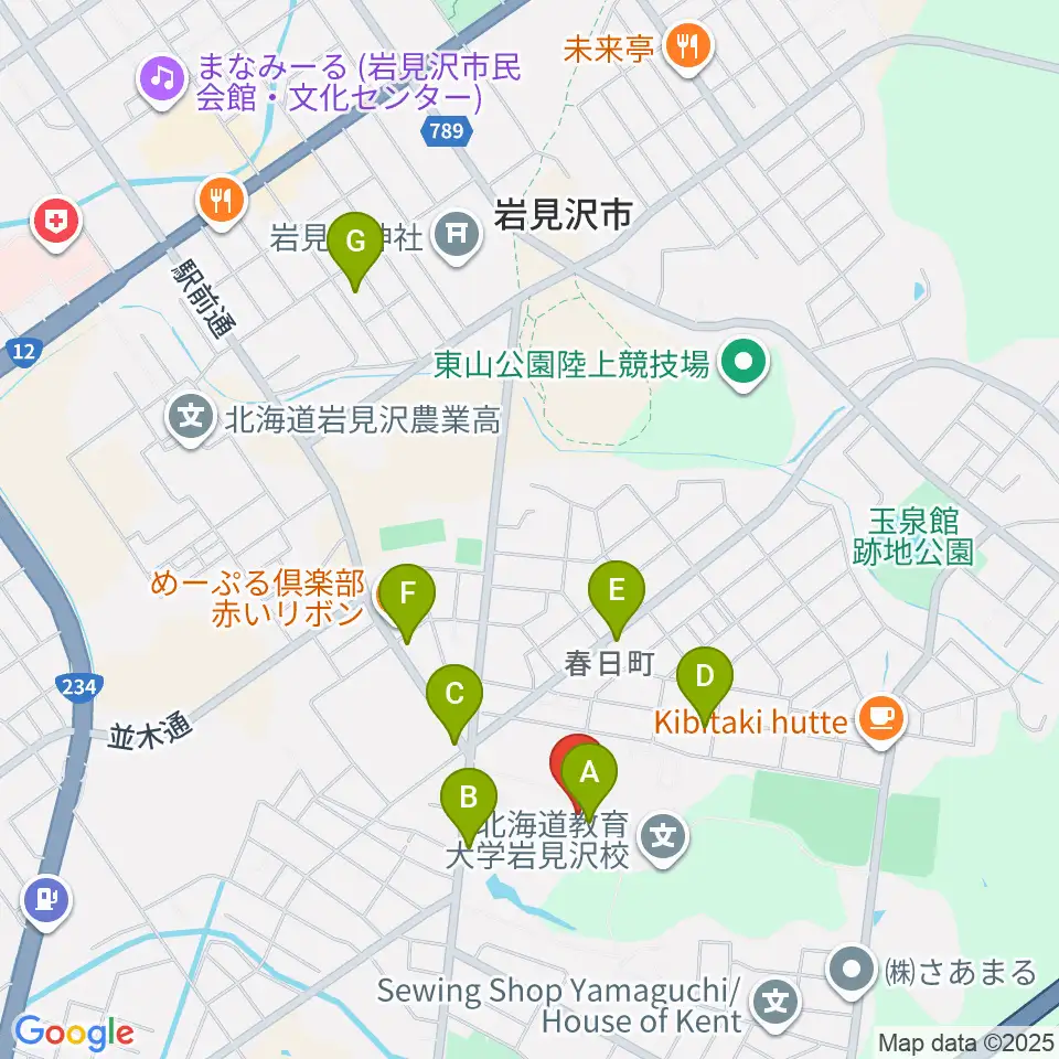 北海道教育大学 芸術・スポーツ文化学科周辺のファミレス・ファーストフード一覧地図