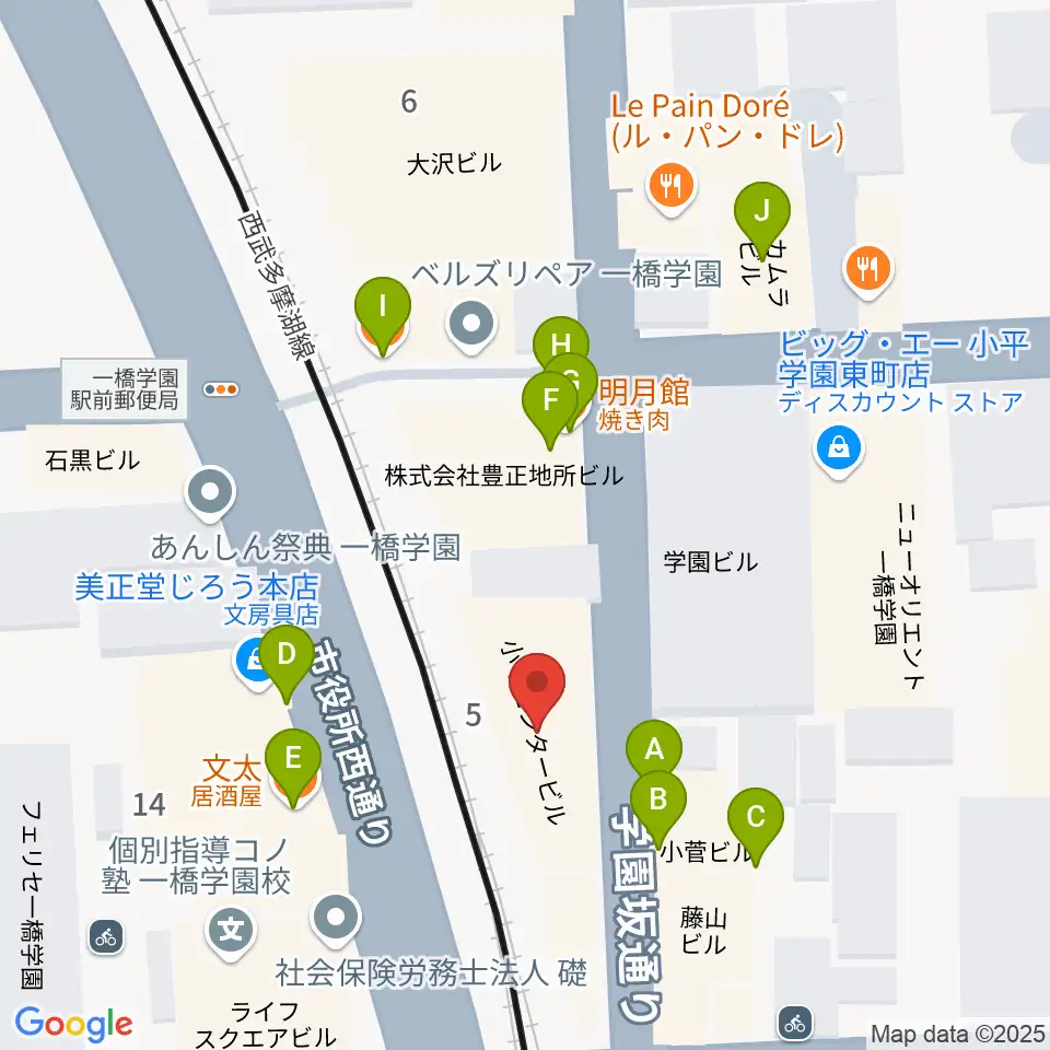 宮地楽器 小平センター周辺のファミレス・ファーストフード一覧地図