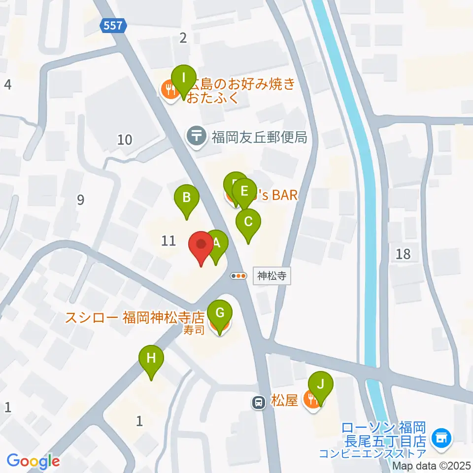 音楽教室トップ・シャイニング周辺のファミレス・ファーストフード一覧地図