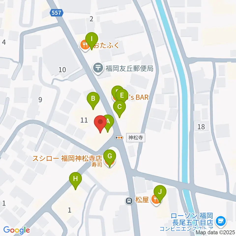 音楽教室トップ・シャイニング周辺のファミレス・ファーストフード一覧地図