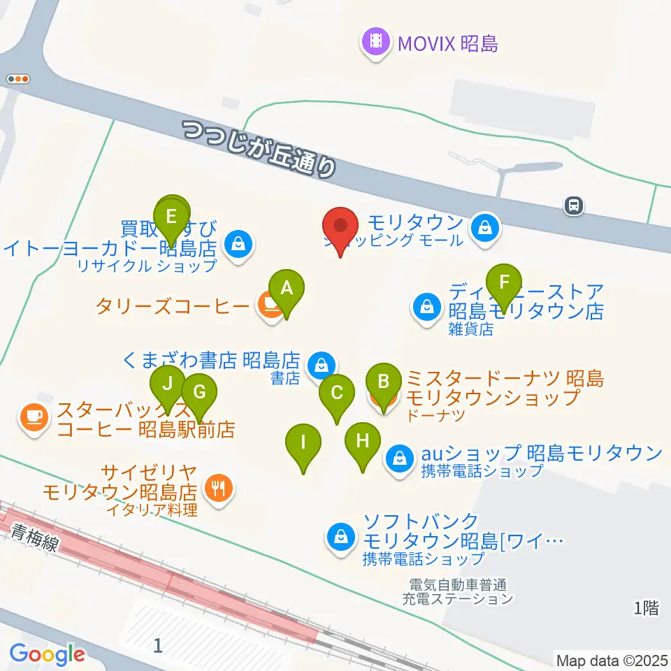 宮地楽器 昭島モリタウンセンター周辺のファミレス・ファーストフード一覧地図