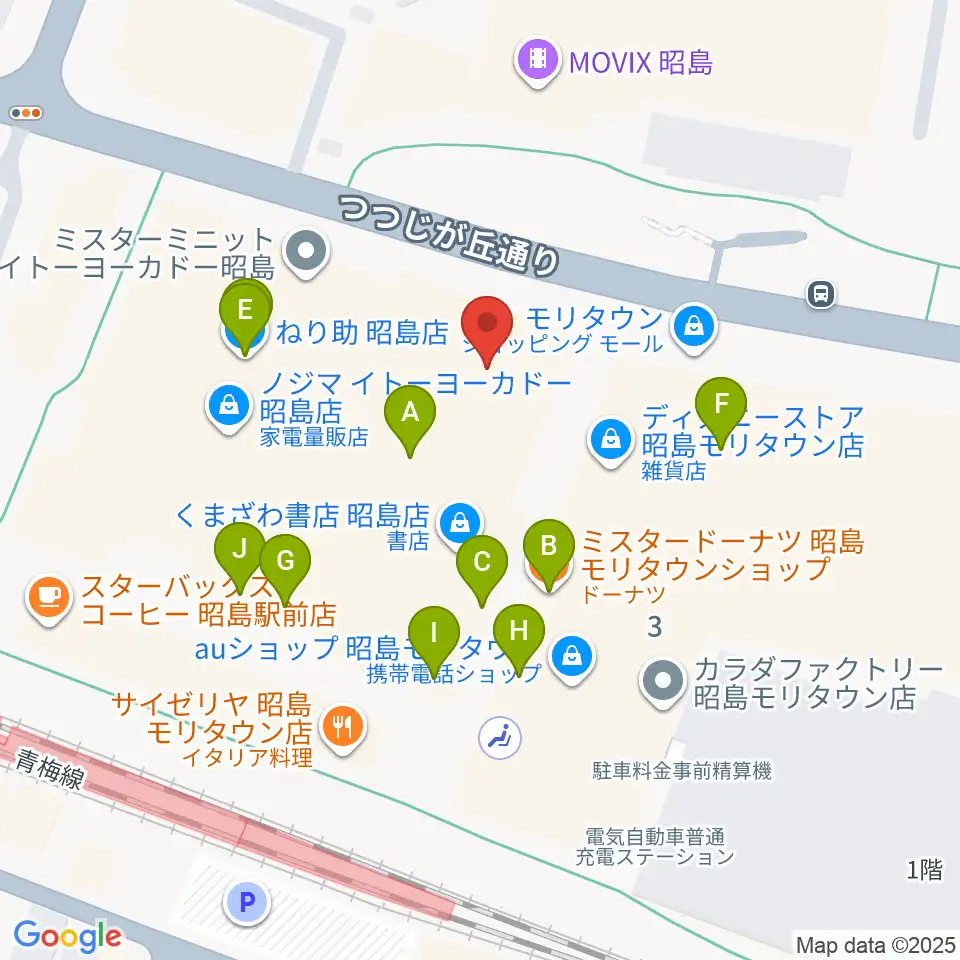 宮地楽器 昭島モリタウンセンター周辺のファミレス・ファーストフード一覧地図
