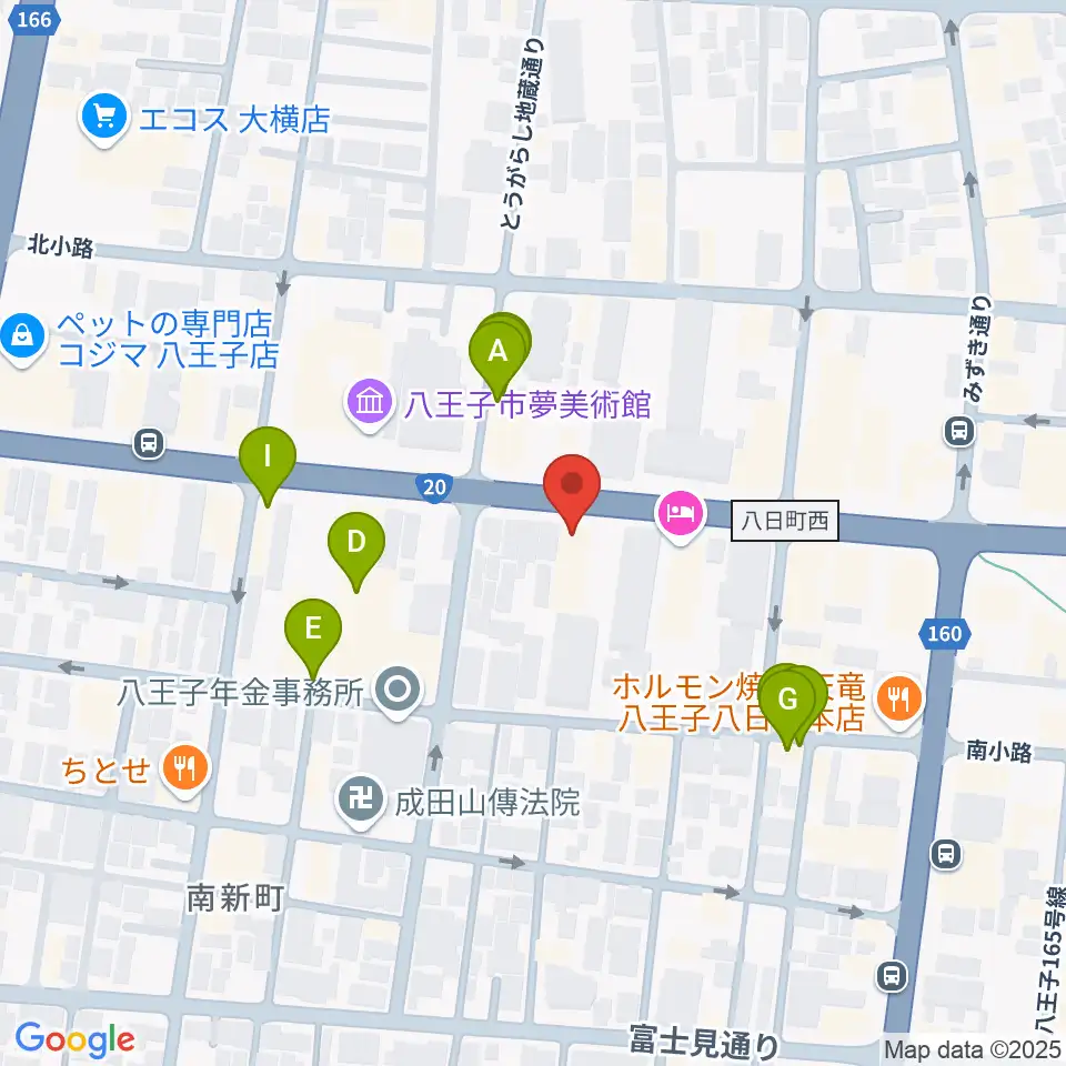 宮地楽器 八王子センター周辺のファミレス・ファーストフード一覧地図