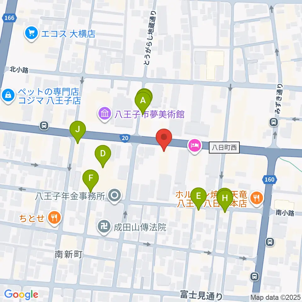 宮地楽器 八王子センター周辺のファミレス・ファーストフード一覧地図
