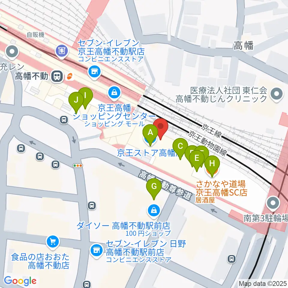 宮地楽器 高幡センター周辺のファミレス・ファーストフード一覧地図