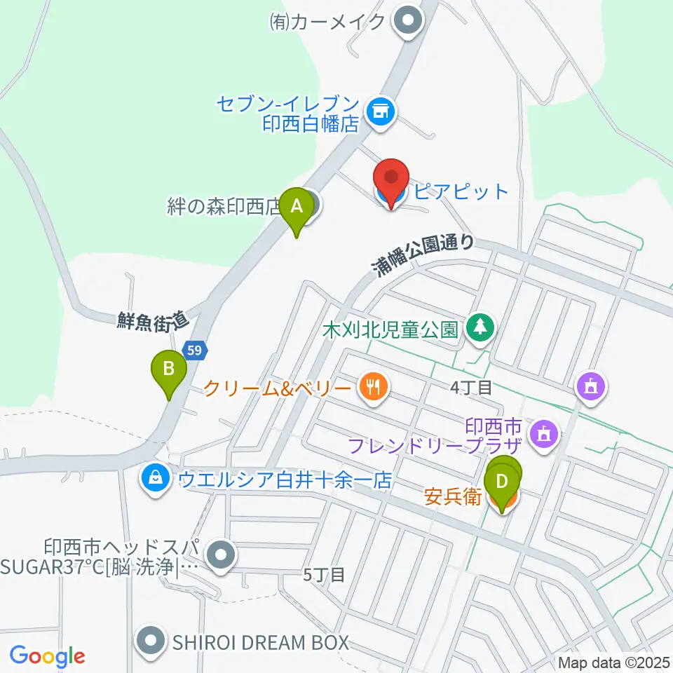 ピアピット周辺のファミレス・ファーストフード一覧地図