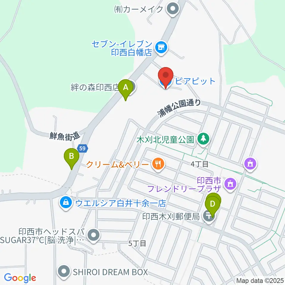 ピアピット周辺のファミレス・ファーストフード一覧地図