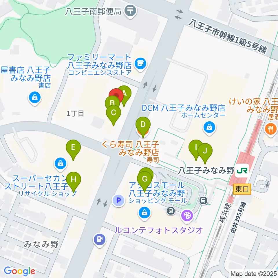 宮地楽器 八王子みなみ野センター周辺のファミレス・ファーストフード一覧地図