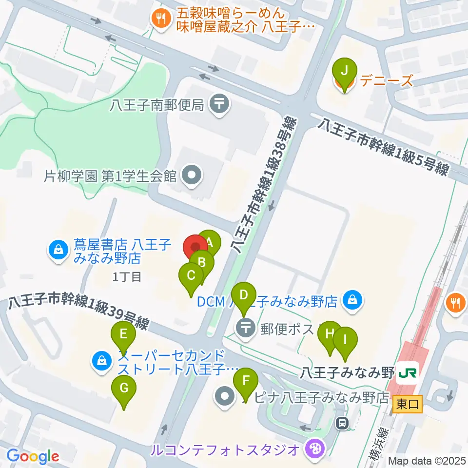 宮地楽器 八王子みなみ野センター周辺のファミレス・ファーストフード一覧地図