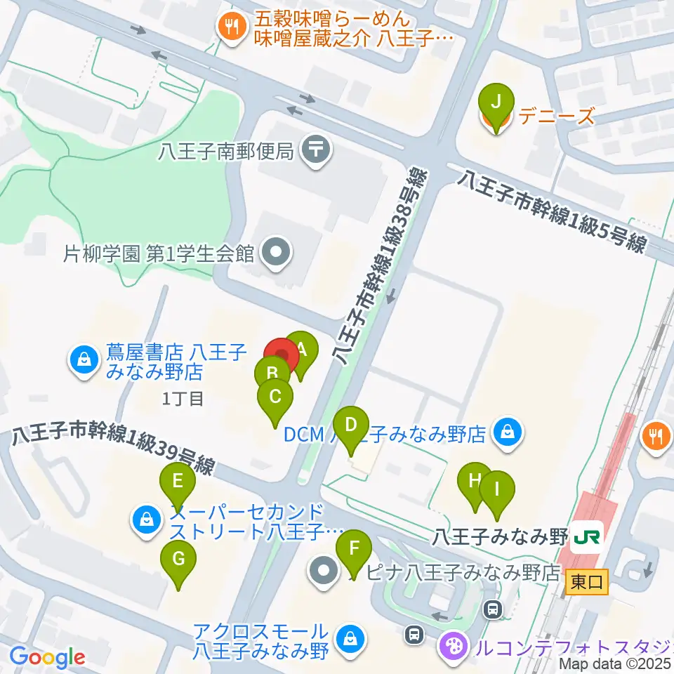 宮地楽器 八王子みなみ野センター周辺のファミレス・ファーストフード一覧地図